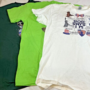 3 Pack Graphic T Shirts Mens L Patriotic Fishing Deer Bundle